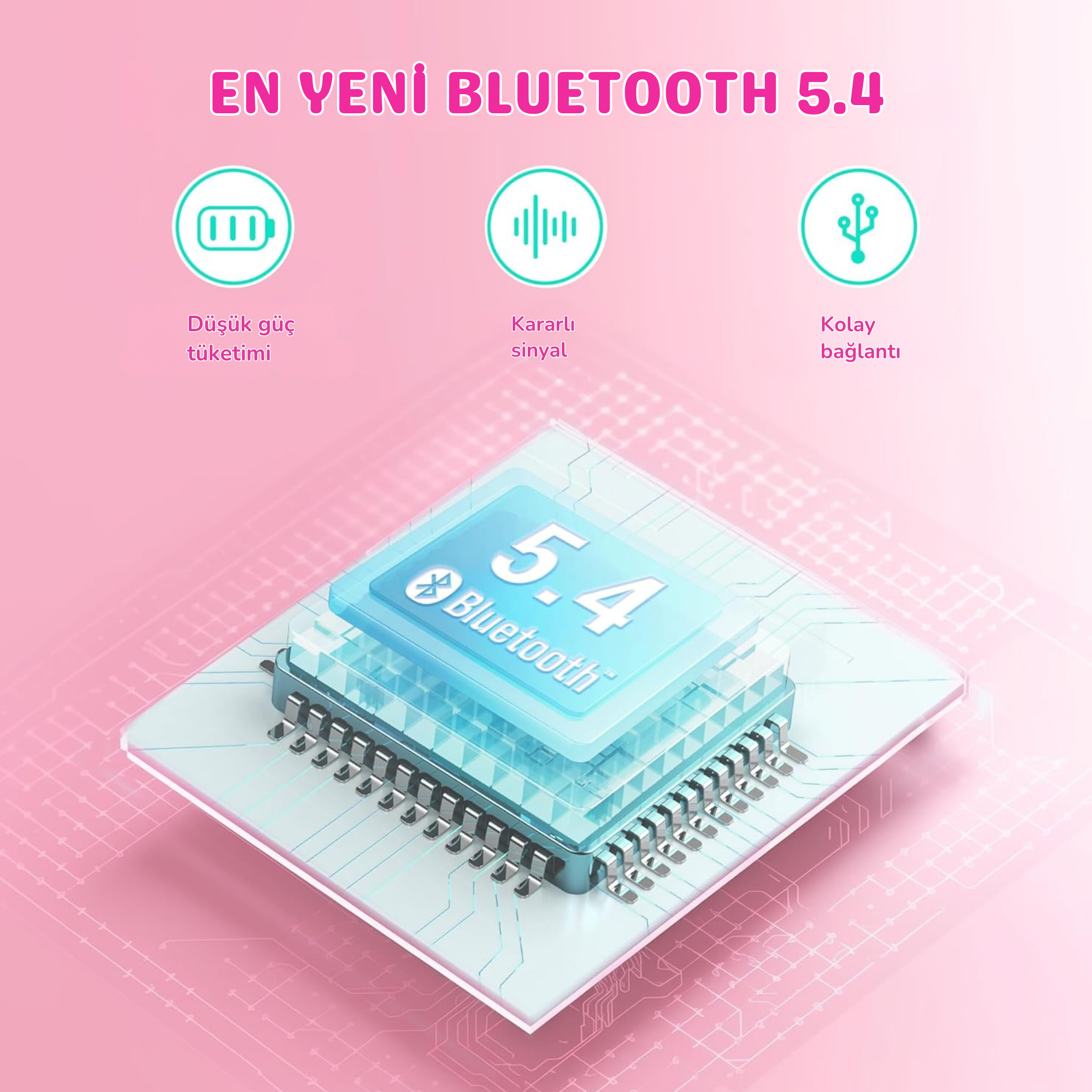 iClever BTH22 Çocuk Bluetooth Kulaklık – Pembe