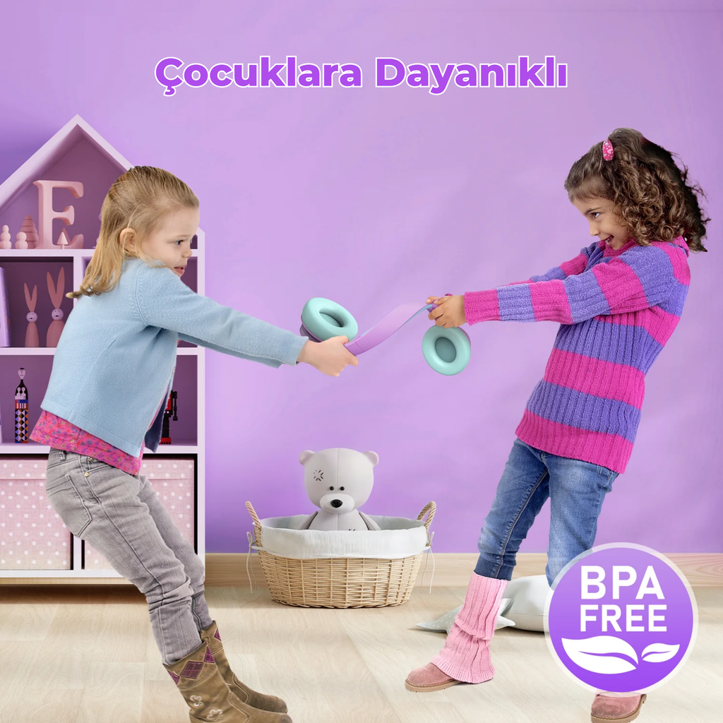 iClever BTH26 ANC Çocuk Bluetooth Kulaklık – Mor ve Yeşil
