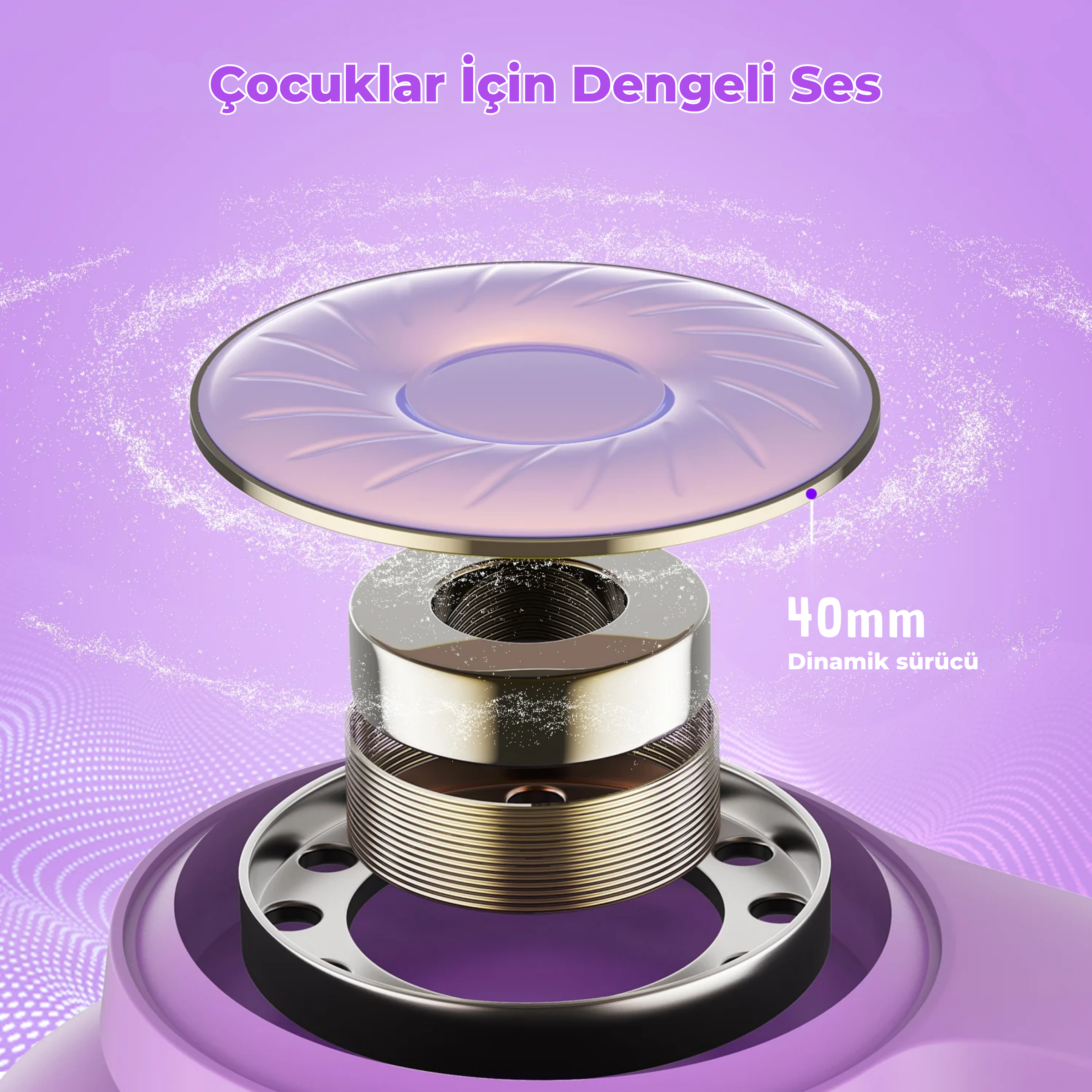 iClever BTH26 ANC Çocuk Bluetooth Kulaklık – Mor ve Yeşil