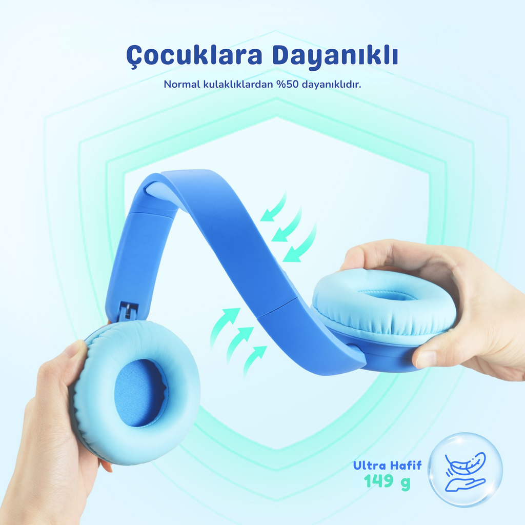 iClever BTH22 Çocuk Bluetooth Kulaklık – Mavi
