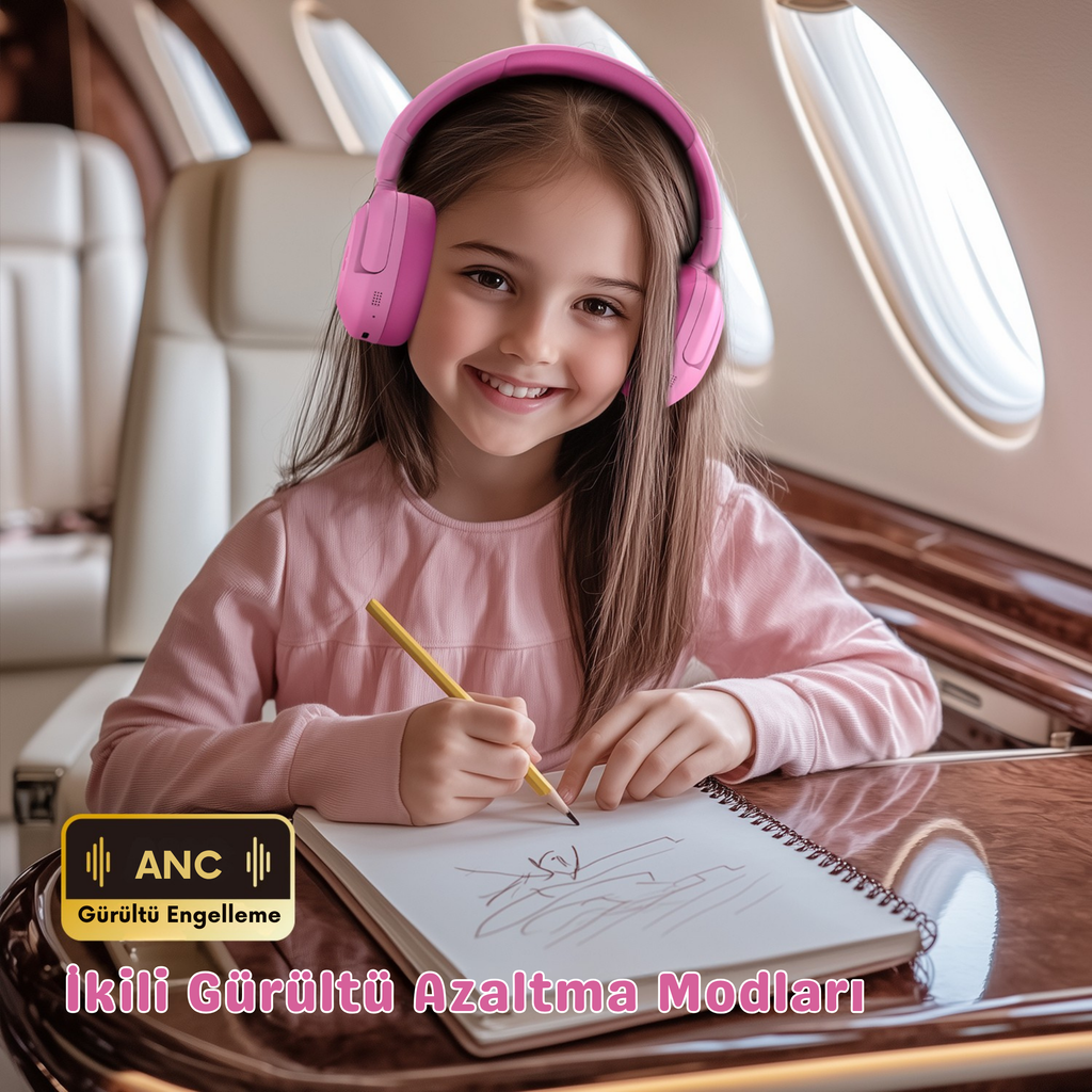 iClever BTH20 Çocuk Bluetooth Kulaklık – Pembe