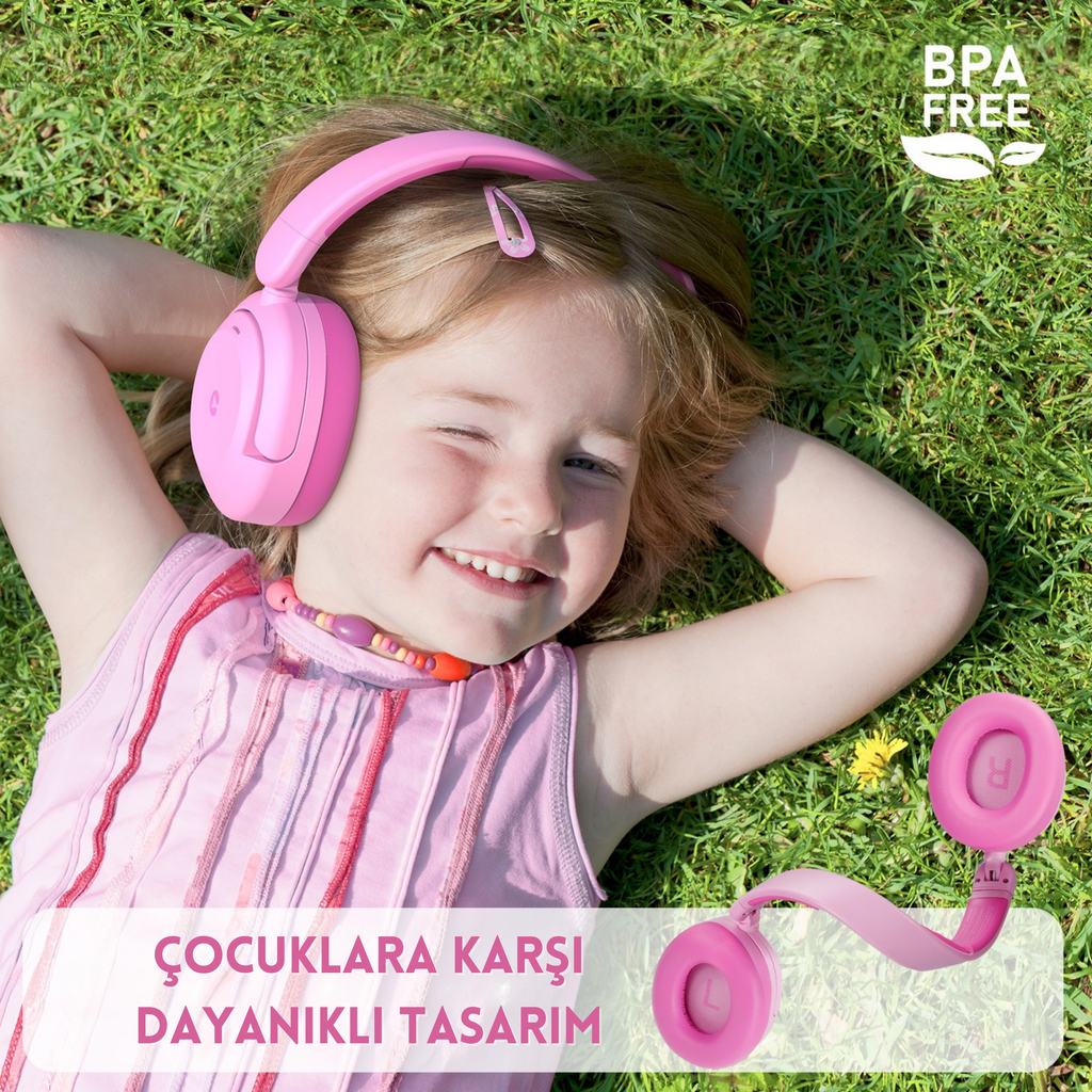 iClever BTH20 Çocuk Bluetooth Kulaklık – Pembe