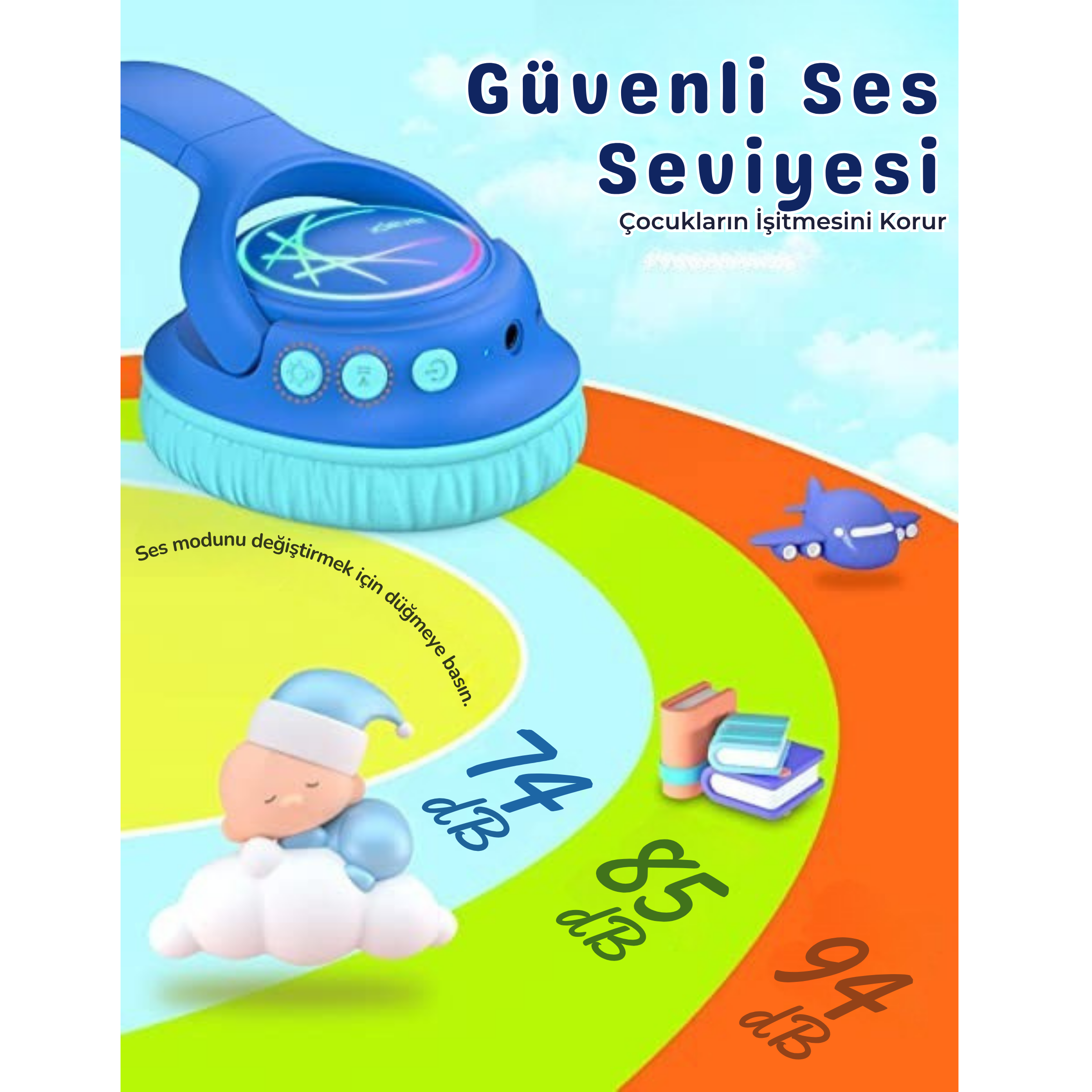 iClever BTH18 Çocuk Bluetooth Kulaklık – Mavi