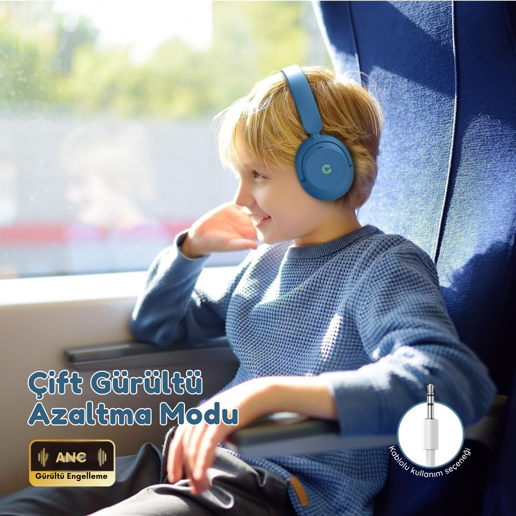 iClever BTH20 Çocuk Bluetooth Kulaklık – Mavi