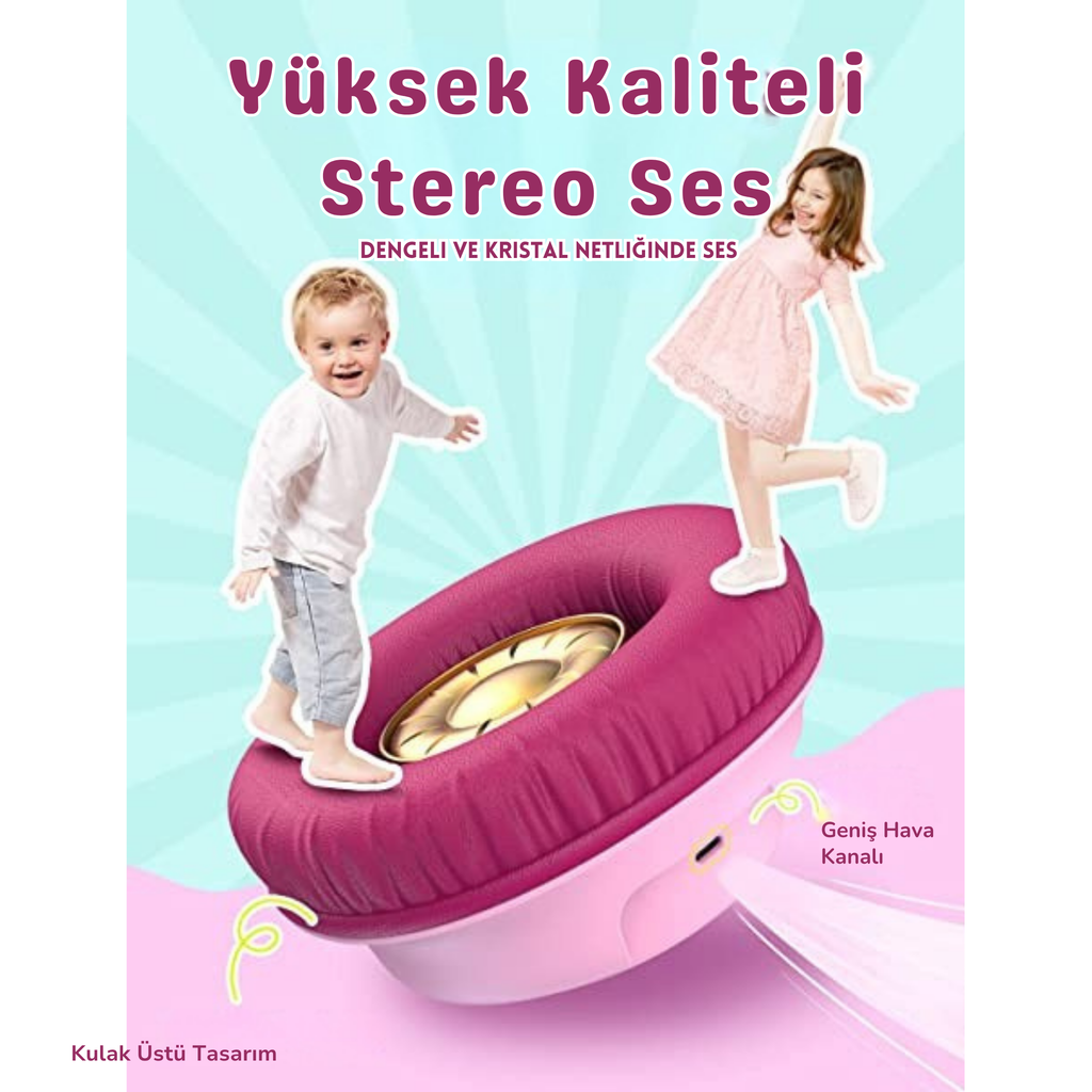 iClever BTH18 Çocuk Bluetooth Kulaklık – Pembe